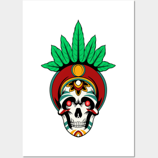 Skull Leaves Posters and Art